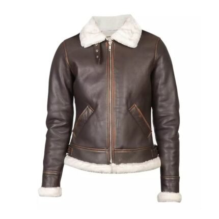 B3 Brown Shearling Jacket Leather