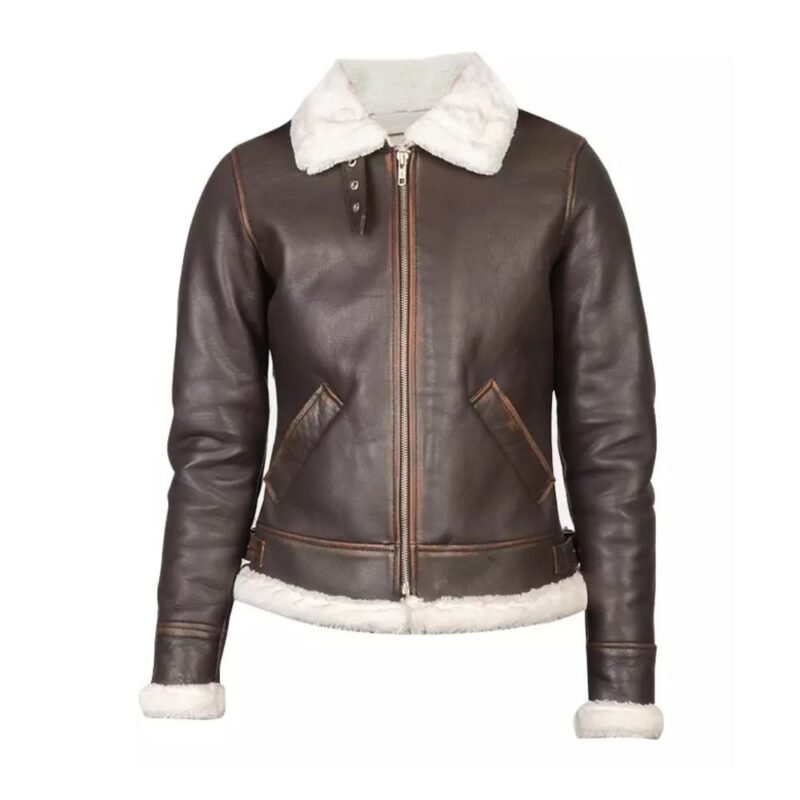 B3 Brown Shearling Jacket Leather